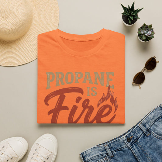 Propane Is Fire With Training Wheels T-Shirt — Funny BBQ Grill Tee