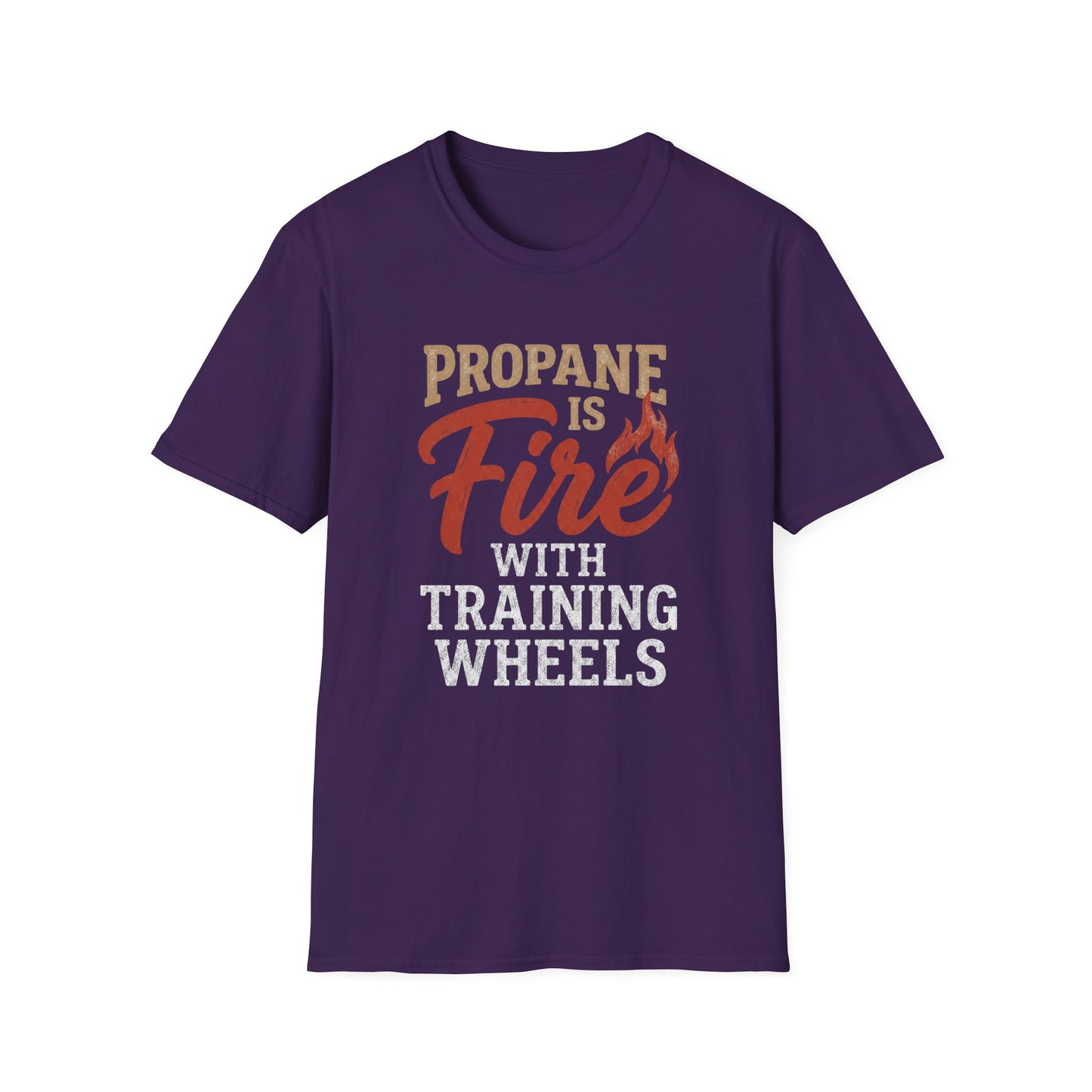 Propane Is Fire With Training Wheels T-Shirt — Funny BBQ Grill Tee