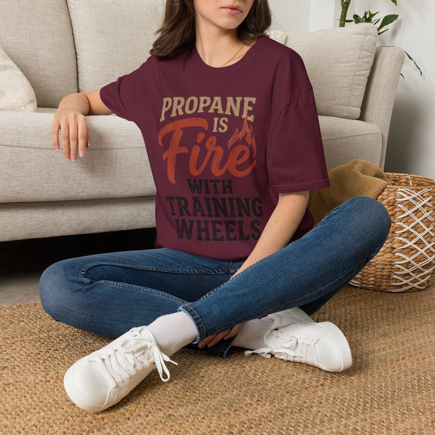 Propane Is Fire With Training Wheels T-Shirt — Funny BBQ Grill Tee