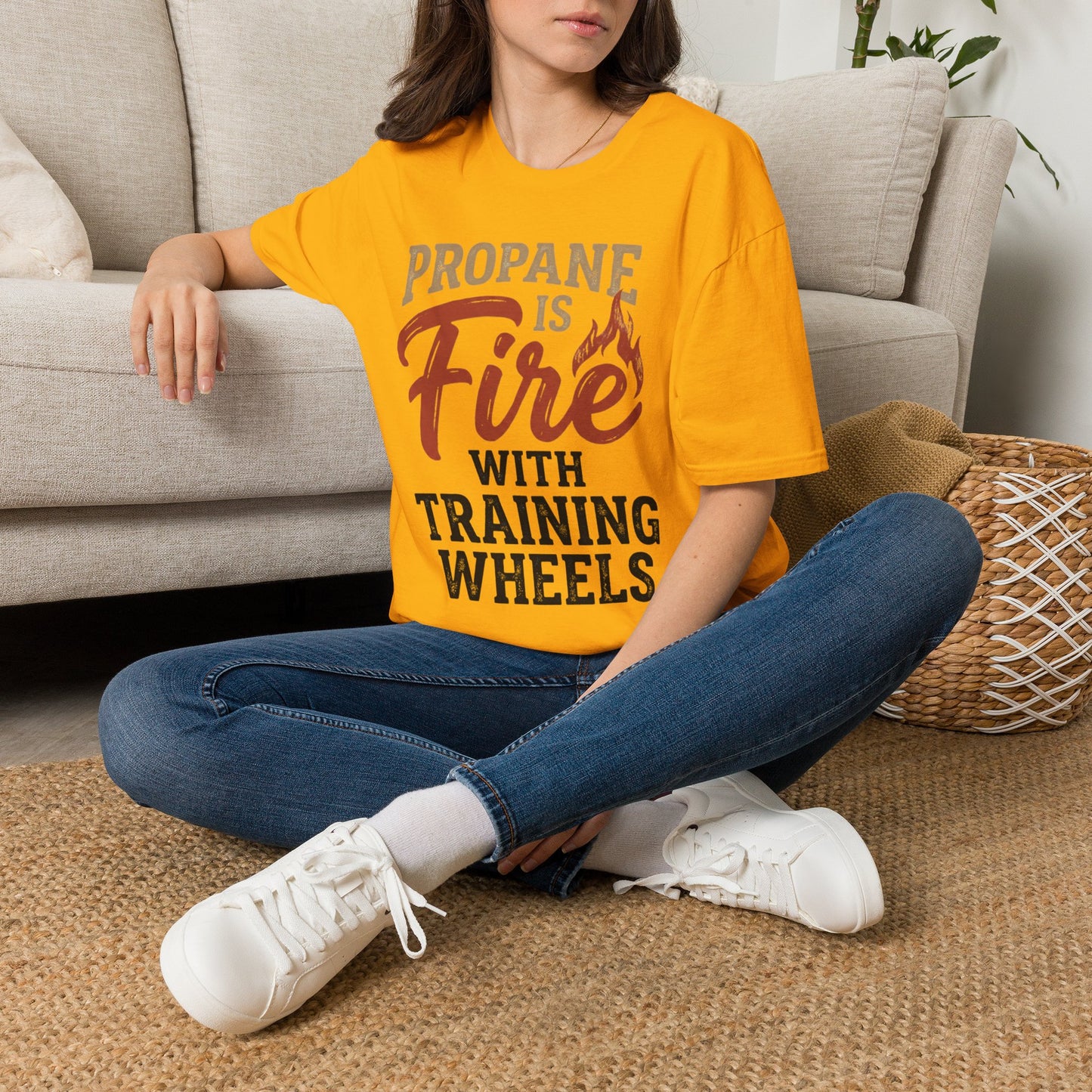 Propane Is Fire With Training Wheels T-Shirt — Funny BBQ Grill Tee