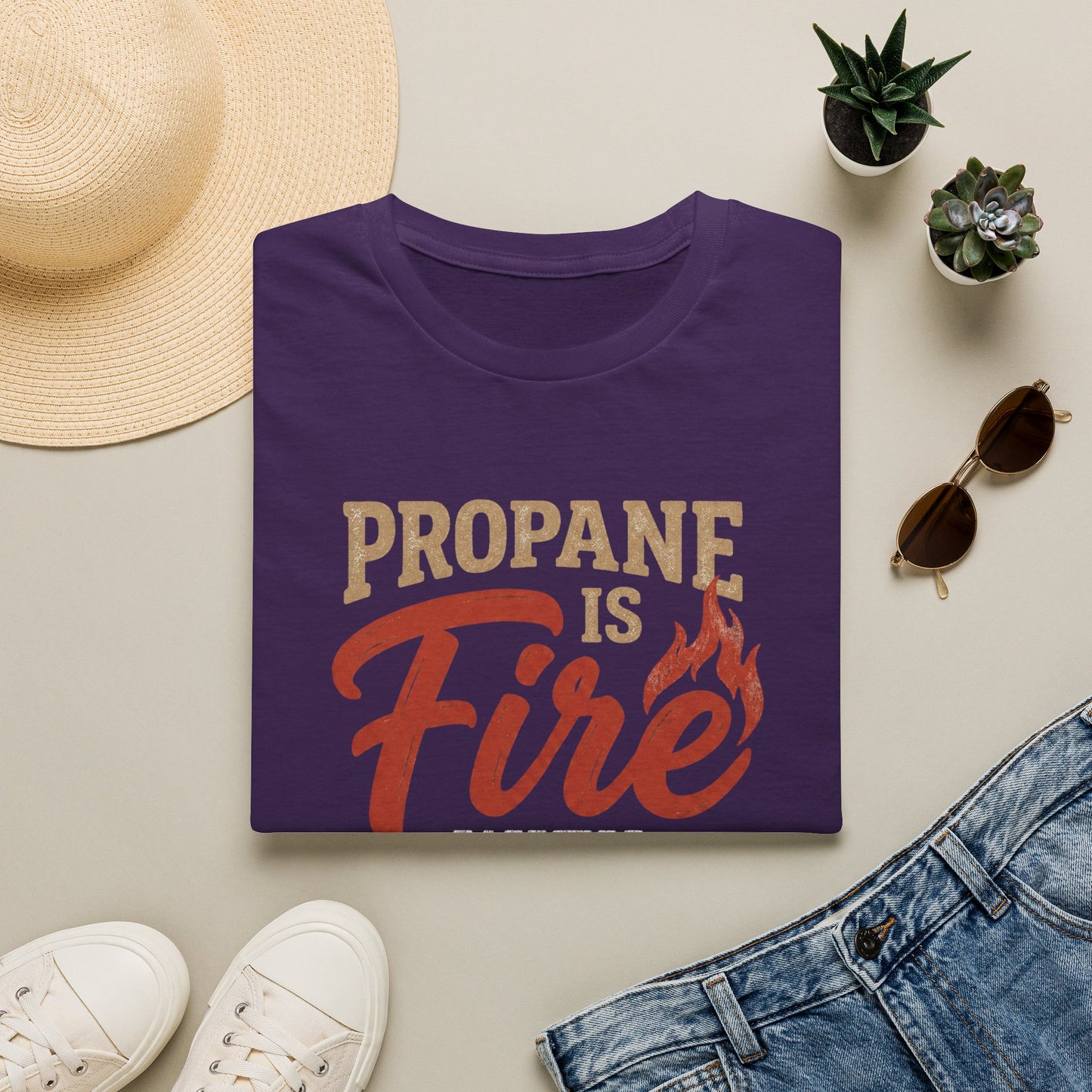 Propane Is Fire With Training Wheels T-Shirt — Funny BBQ Grill Tee