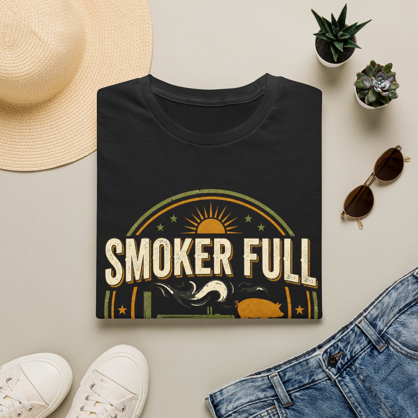 Smoker Full, Calendar Clear - Backyard Grill T‑Shirt