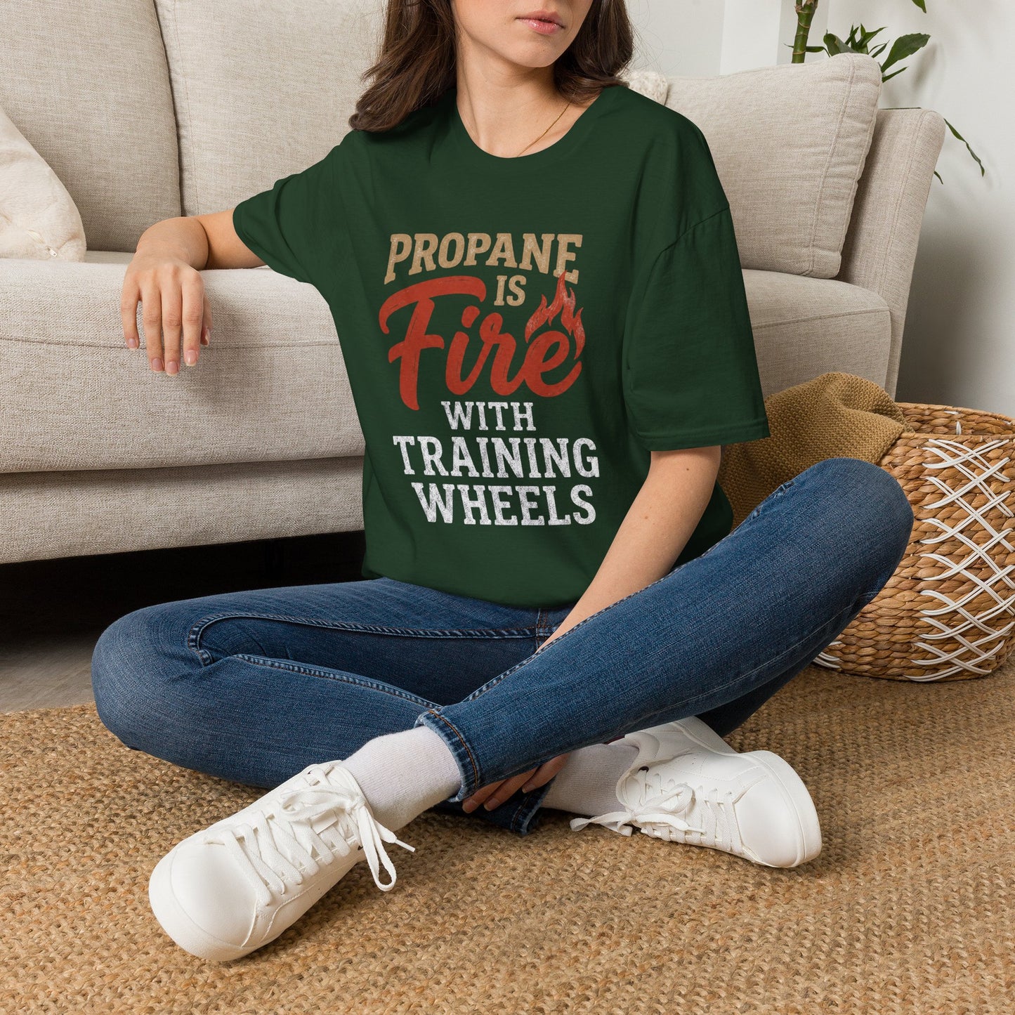 Propane Is Fire With Training Wheels T-Shirt — Funny BBQ Grill Tee