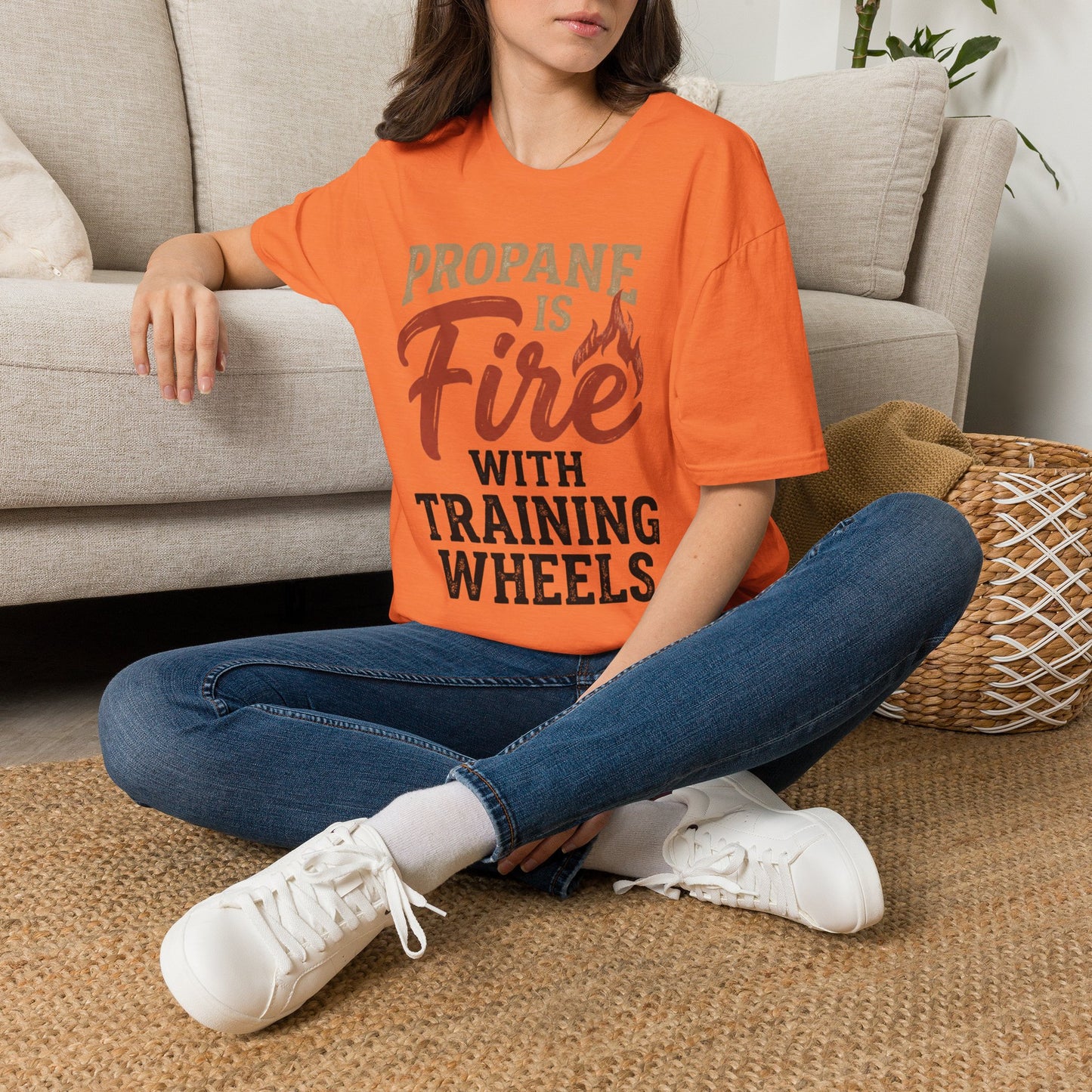 Propane Is Fire With Training Wheels T-Shirt — Funny BBQ Grill Tee
