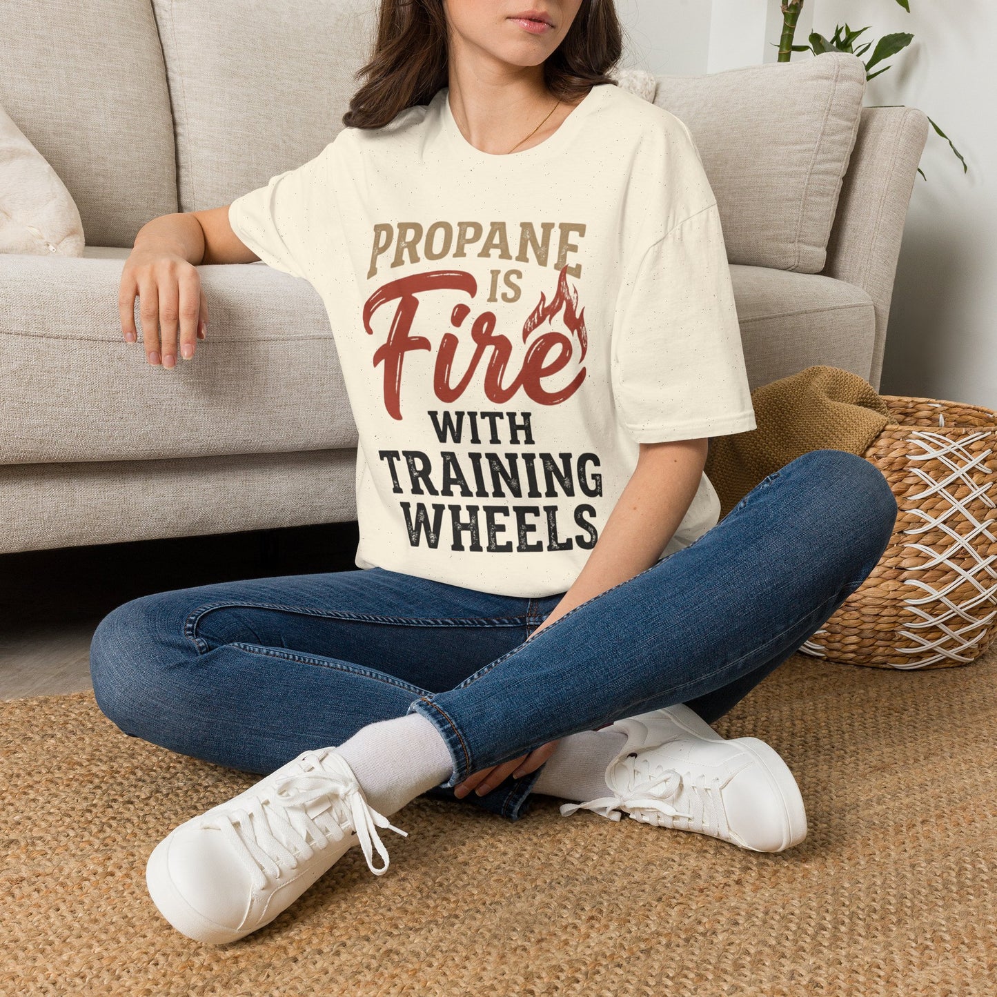 Propane Is Fire With Training Wheels T-Shirt — Funny BBQ Grill Tee