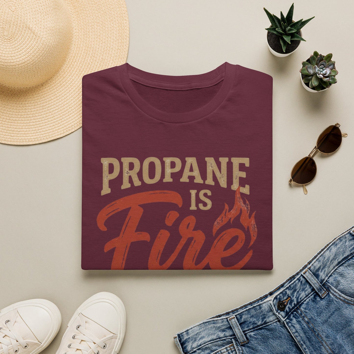 Propane Is Fire With Training Wheels T-Shirt — Funny BBQ Grill Tee