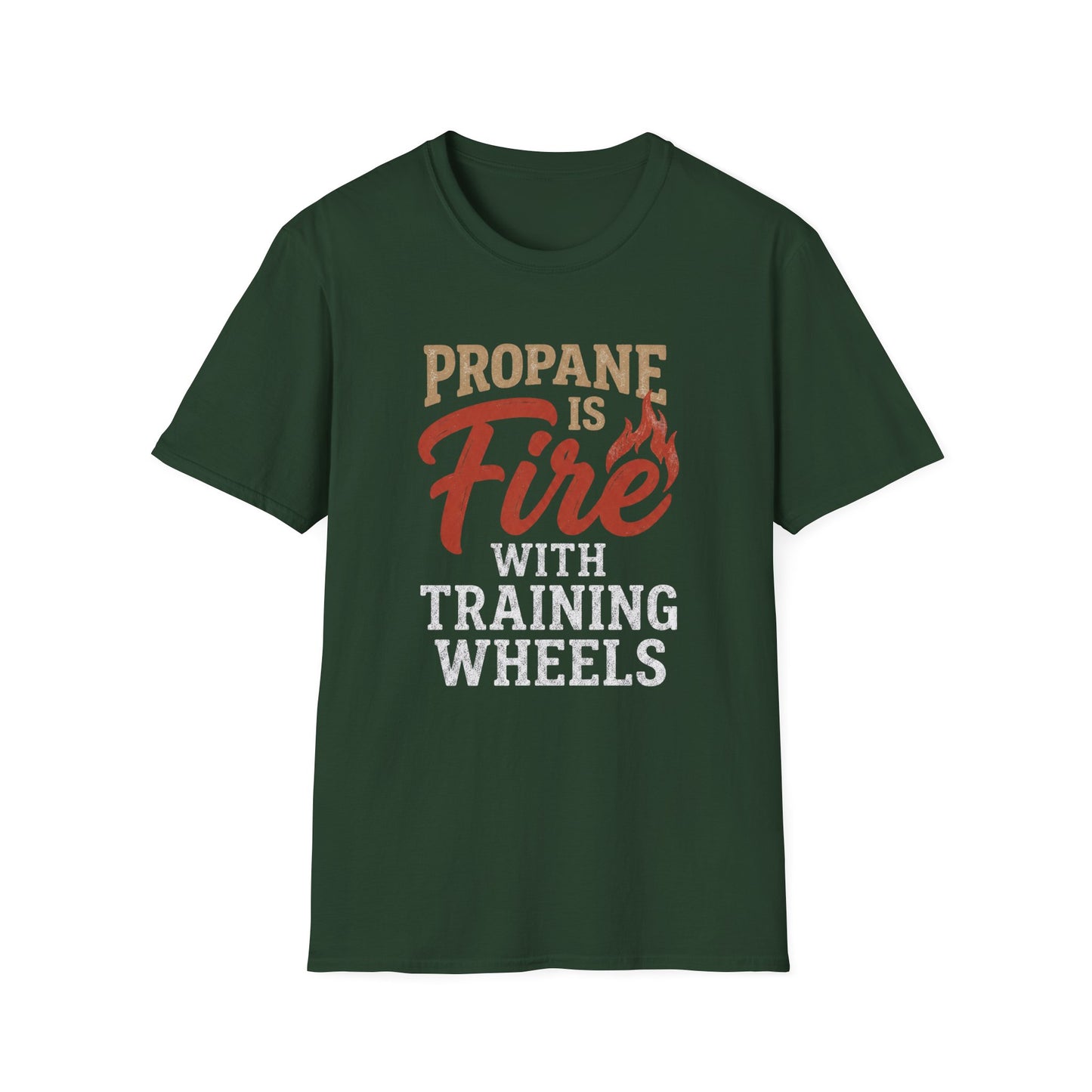 Propane Is Fire With Training Wheels T-Shirt — Funny BBQ Grill Tee