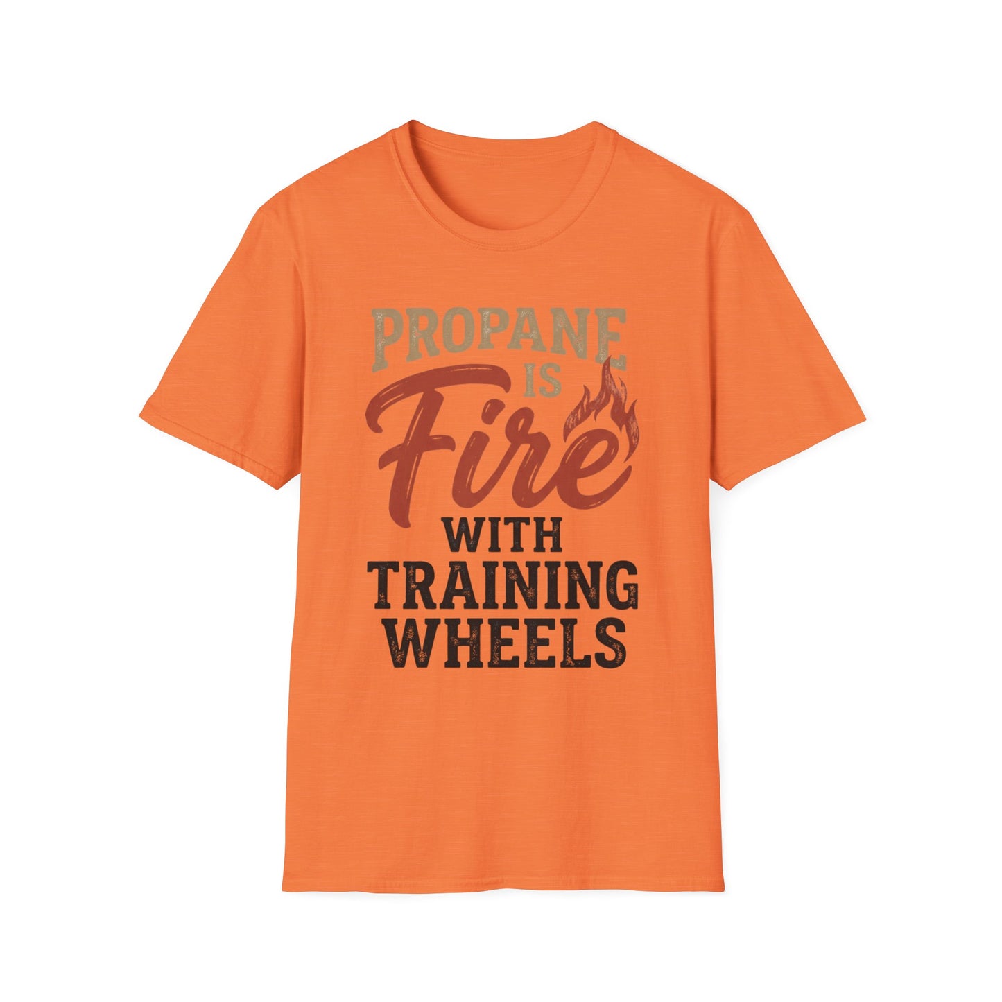 Propane Is Fire With Training Wheels T-Shirt — Funny BBQ Grill Tee