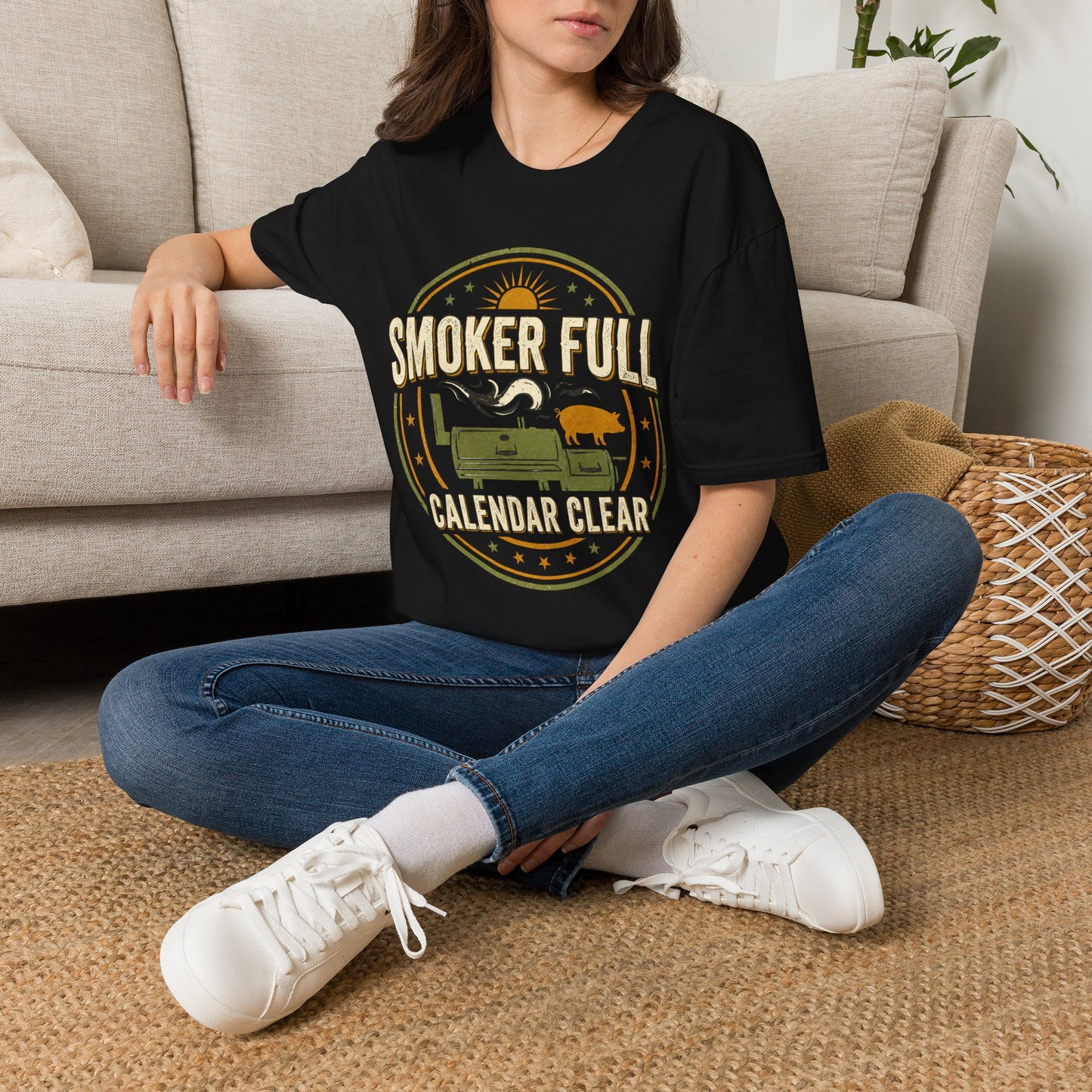 Smoker Full, Calendar Clear - Backyard Grill T‑Shirt